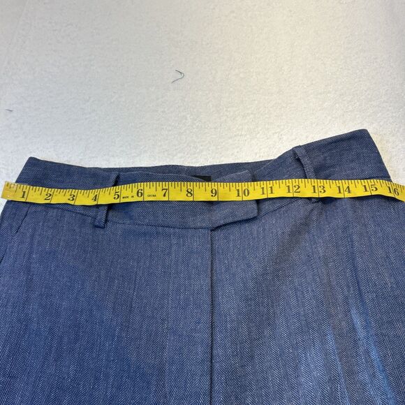 If Only Studio Pinstripe Blue Linen Wide Leg Pants Side Pockets Women SZ 10 NEW - Picture 3 of 10